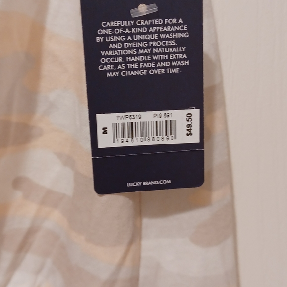 LUCKY BRAND BEIGE PLUSH PINK CAMOUFLAGE TIE FRONT - Picture 5 of 12